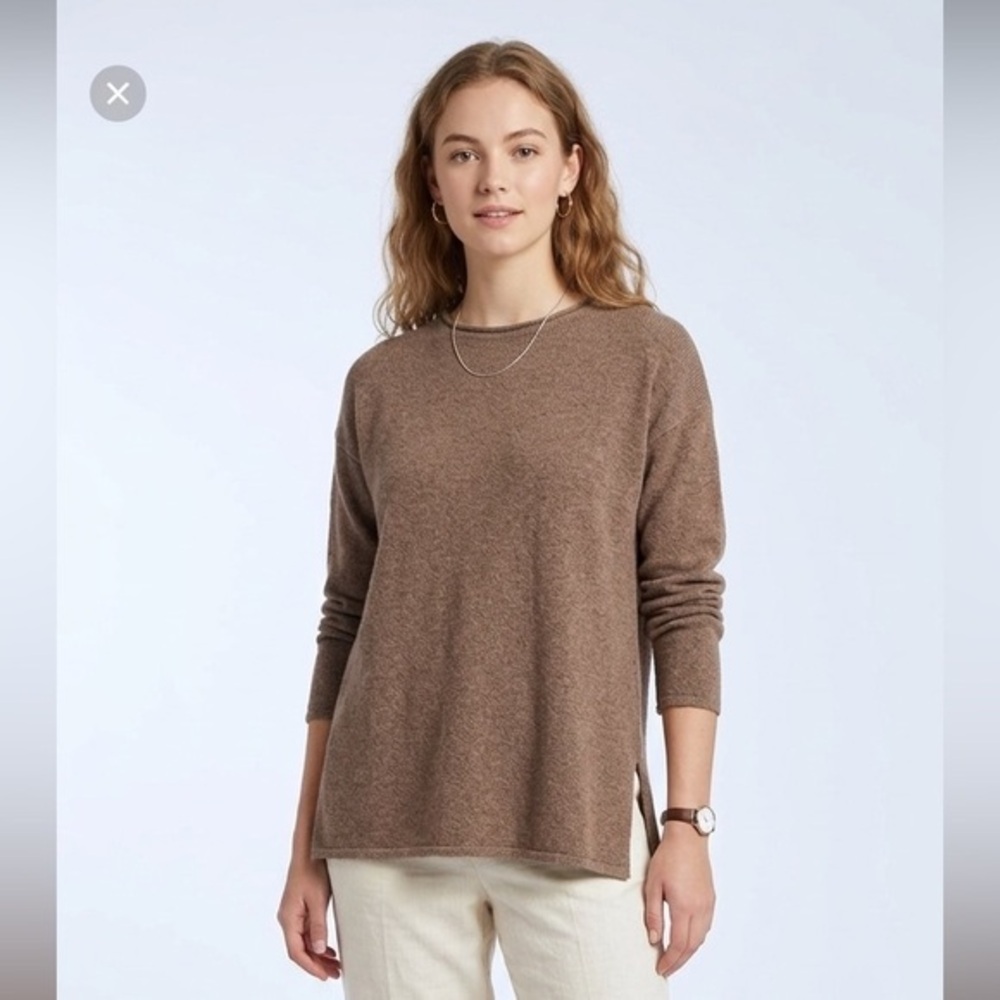 Balbea Beige Brown Destressed Crewneck Sweater Size Large Made In Canada